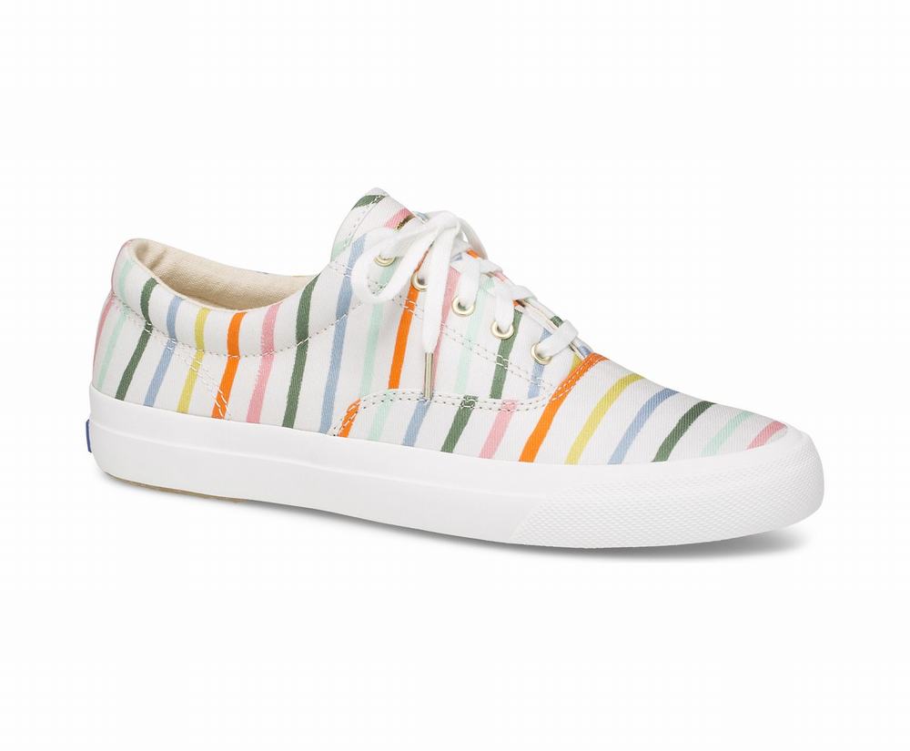 Women's Keds x Rifle Paper Co Anchor Happy Stripe Wide Width Shoes Cream Multicolor 4056718TU - Sout